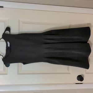 Calvin Klein black scuba fabric pleated dress